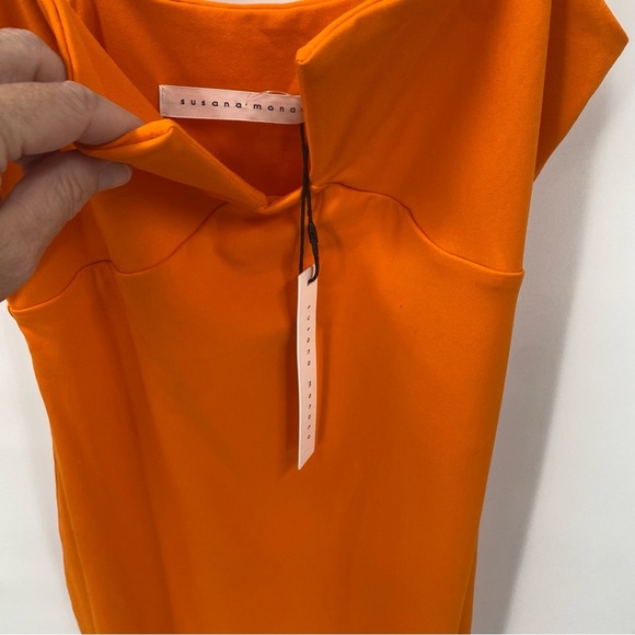 Susana Monaco Orange Square Wire String Midi Dress in Popsicle Medium New - Picture 6 of 7